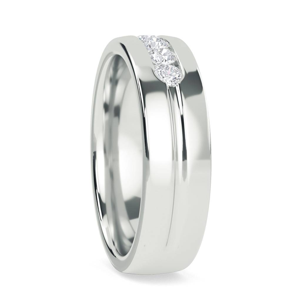 5.5mm Mens Round Diamond Ring set in White Gold