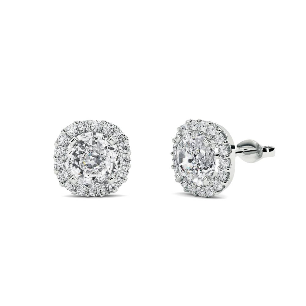 0.75ct Unique Round Diamond Single Halo Earrings W