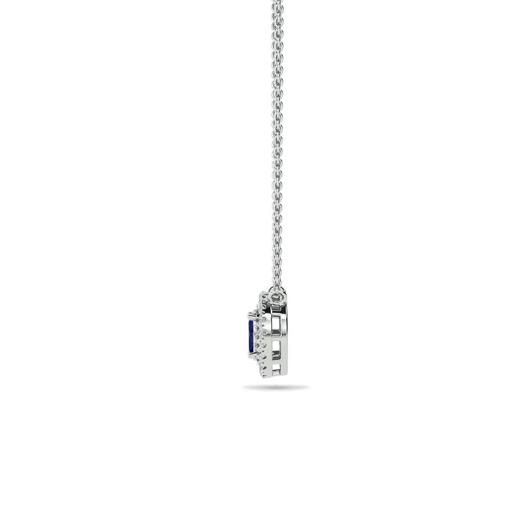 Oval Shaped Blue Sapphire & Diamond Pendant W