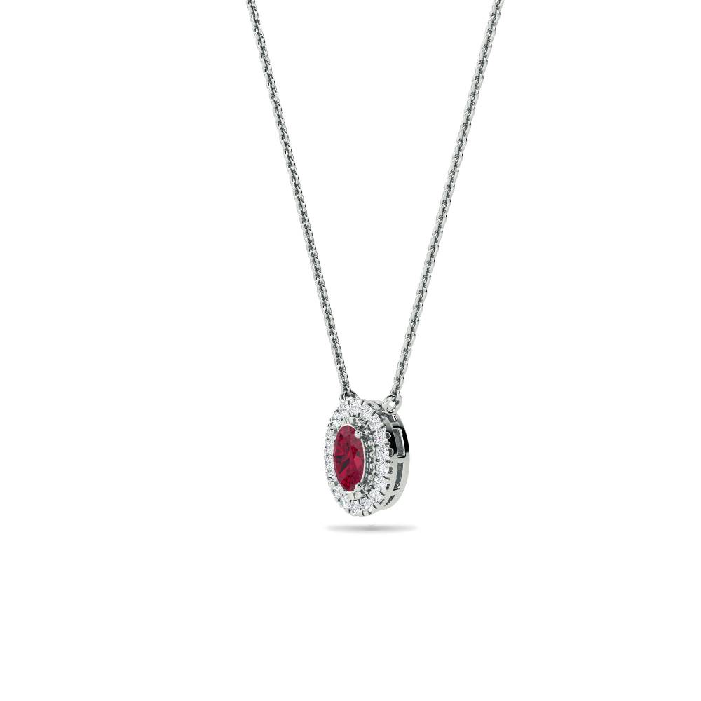 Oval Shaped Ruby & Diamond Pendant W