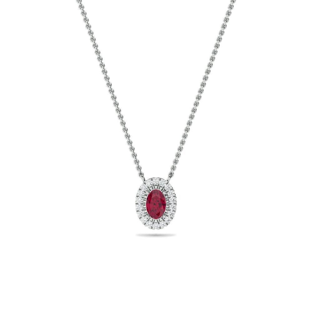 Oval Shaped Ruby & Diamond Pendant W