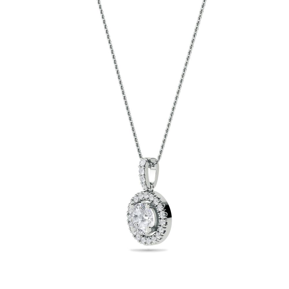 0.85ct Round Diamond Single Halo Pendant W