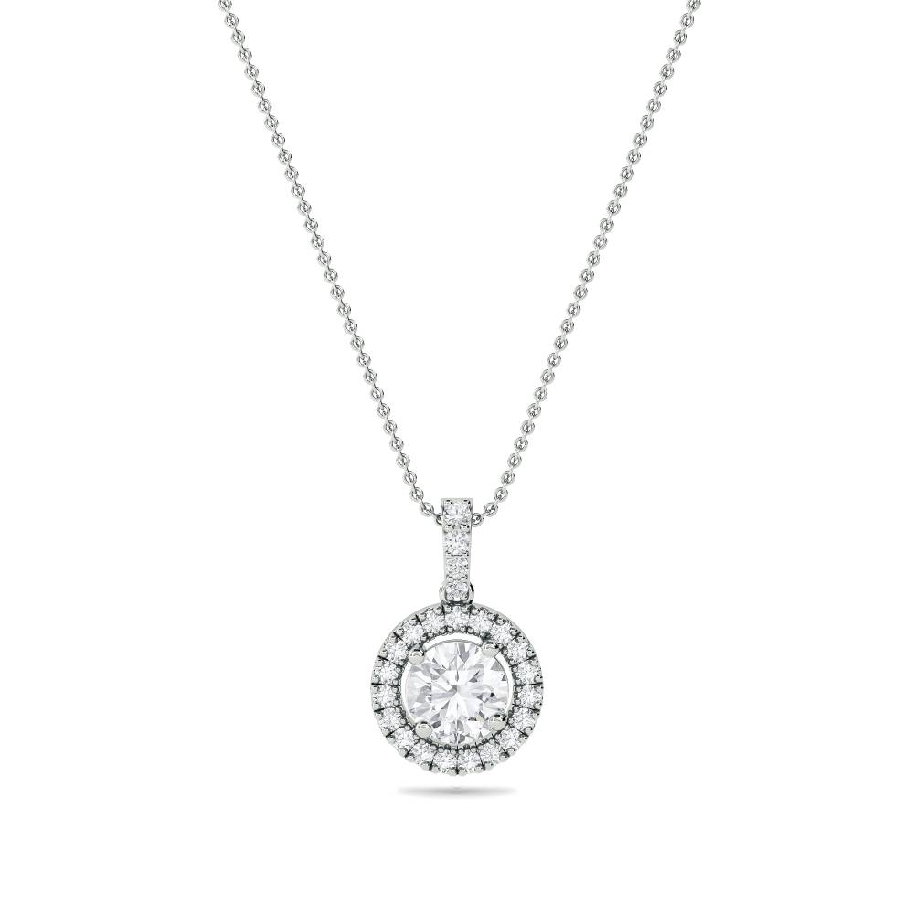 0.85ct Round Diamond Single Halo Pendant W