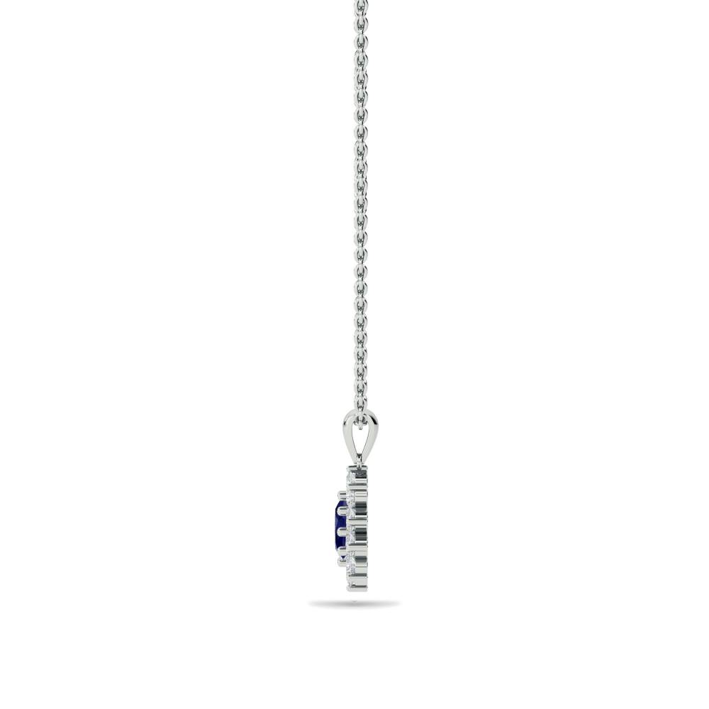 Oval Shaped Blue Sapphire & Diamond Pendant W