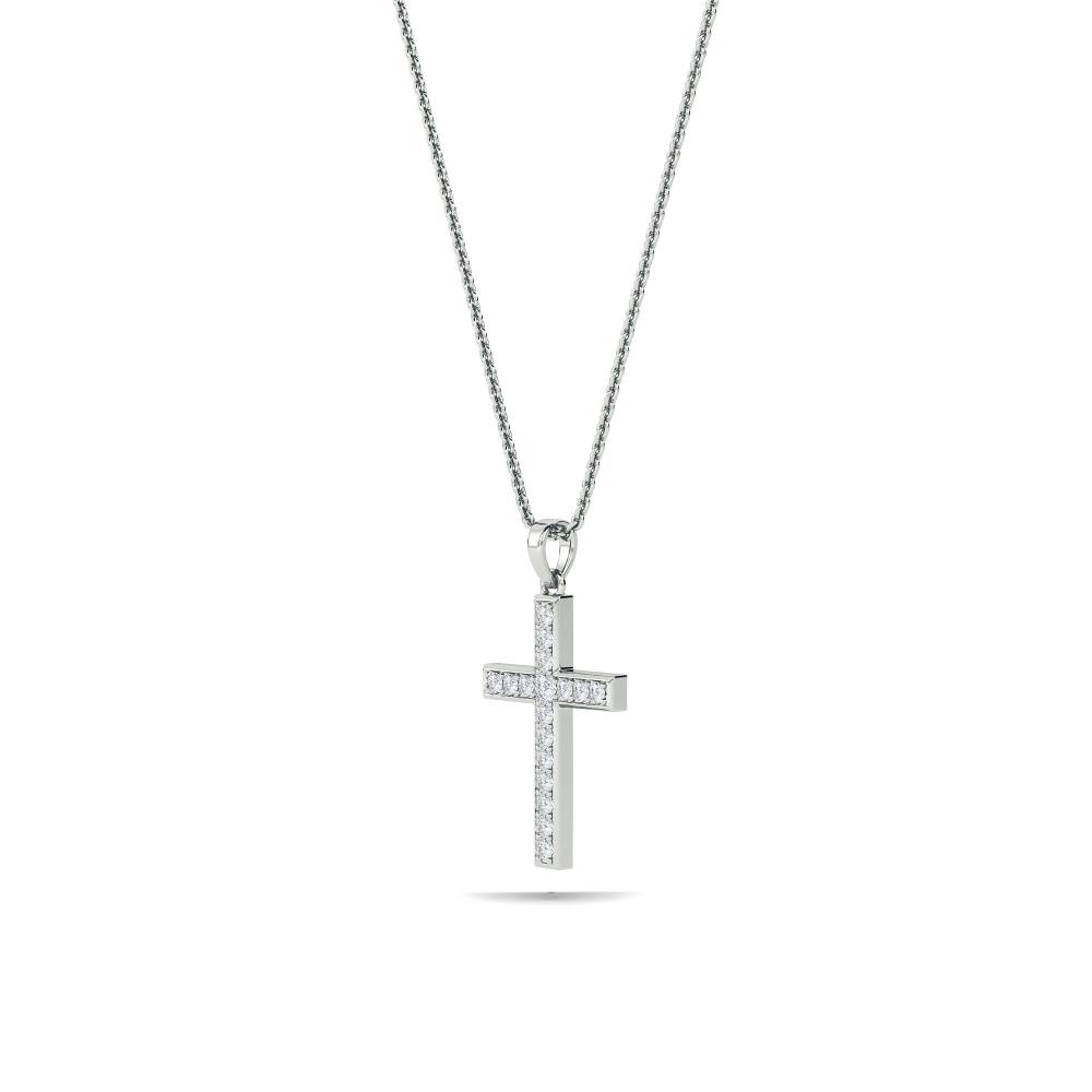 0.50ct Classic Round Diamond Cross Pendant set in White Gold