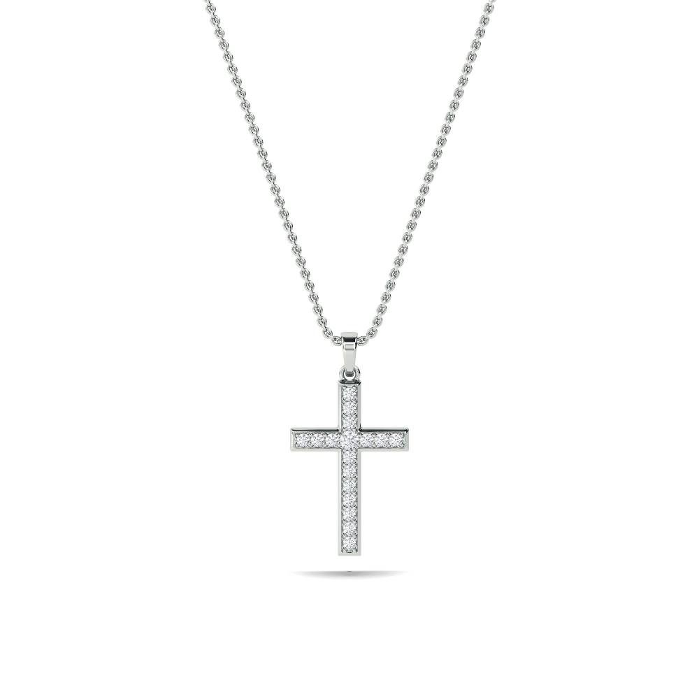 0.50ct Classic Round Diamond Cross Pendant set in White Gold