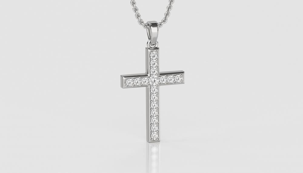 0.50ct Classic Round Diamond Cross Pendant set in White Gold