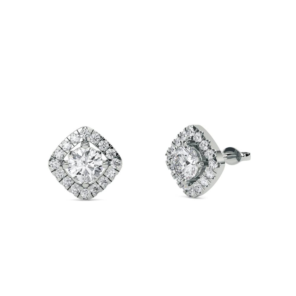 Unique Round Diamond Single Halo Earrings W