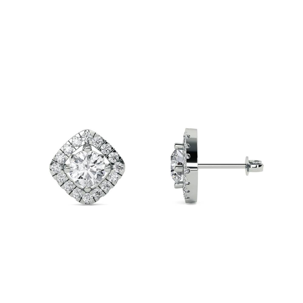 Unique Round Diamond Single Halo Earrings W