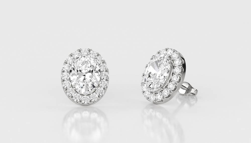 0.80ct Unique Round Diamond Single Halo Earrings W