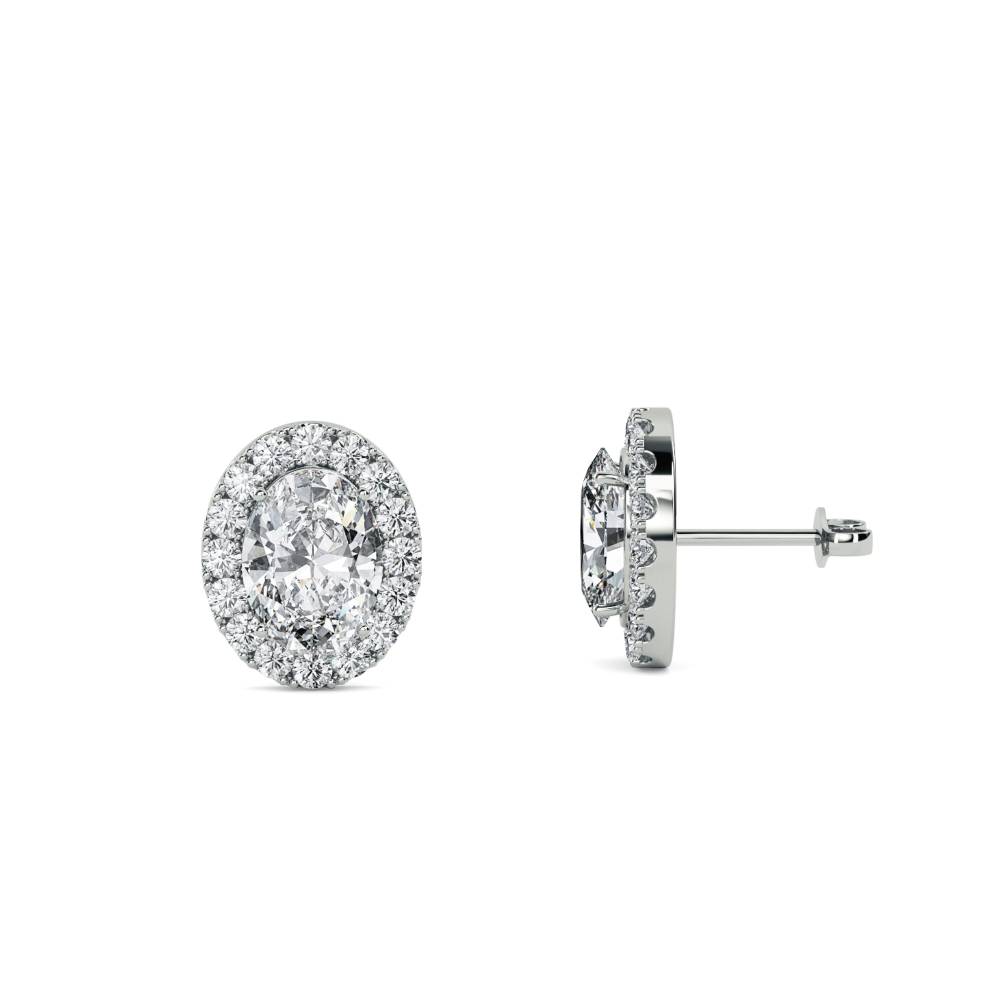 0.80ct Unique Round Diamond Single Halo Earrings W