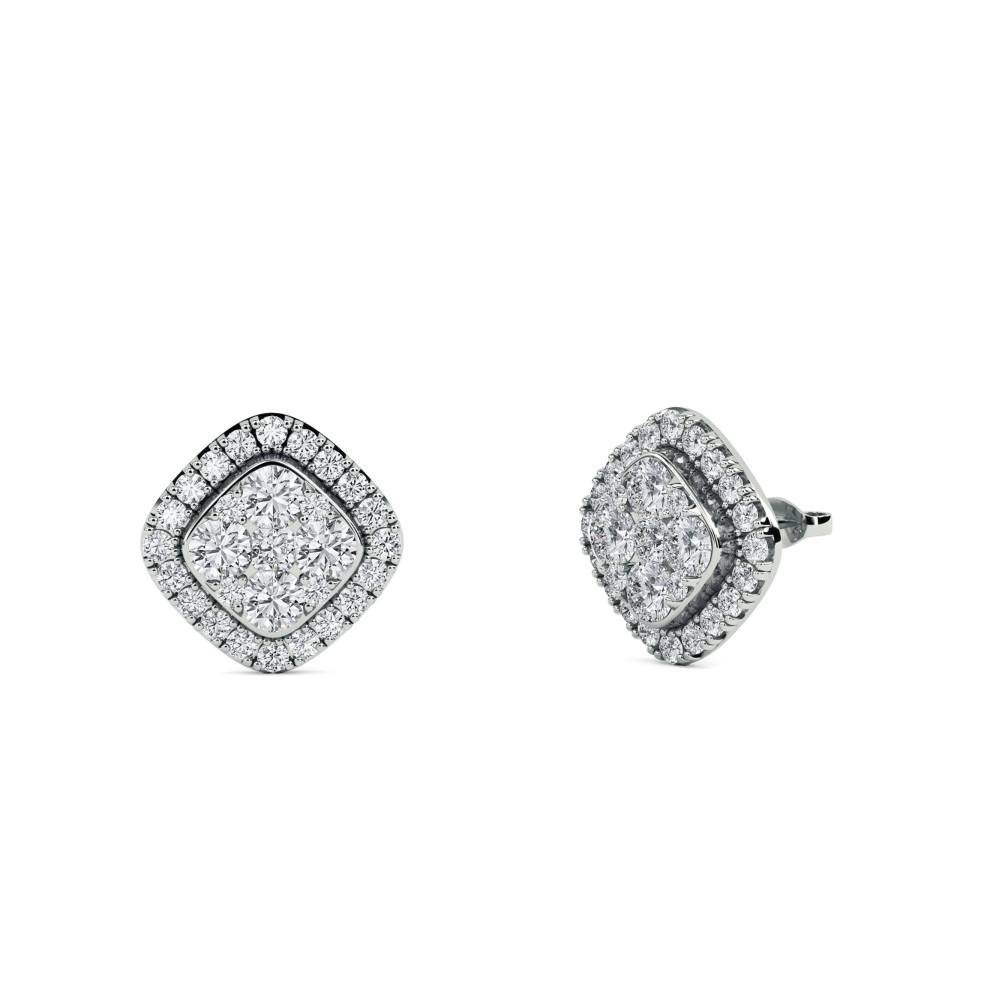 Unique Round Diamond Cluster Earrings W