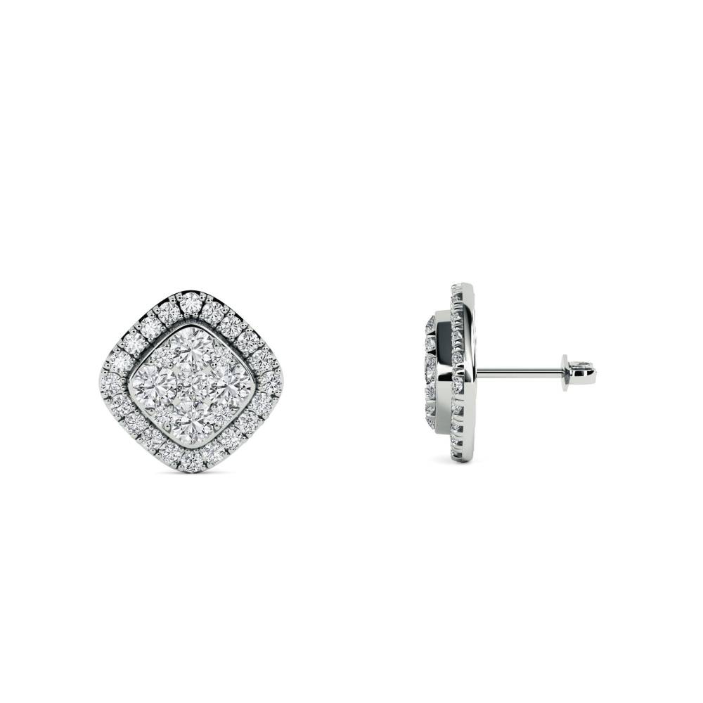 Unique Round Diamond Cluster Earrings W