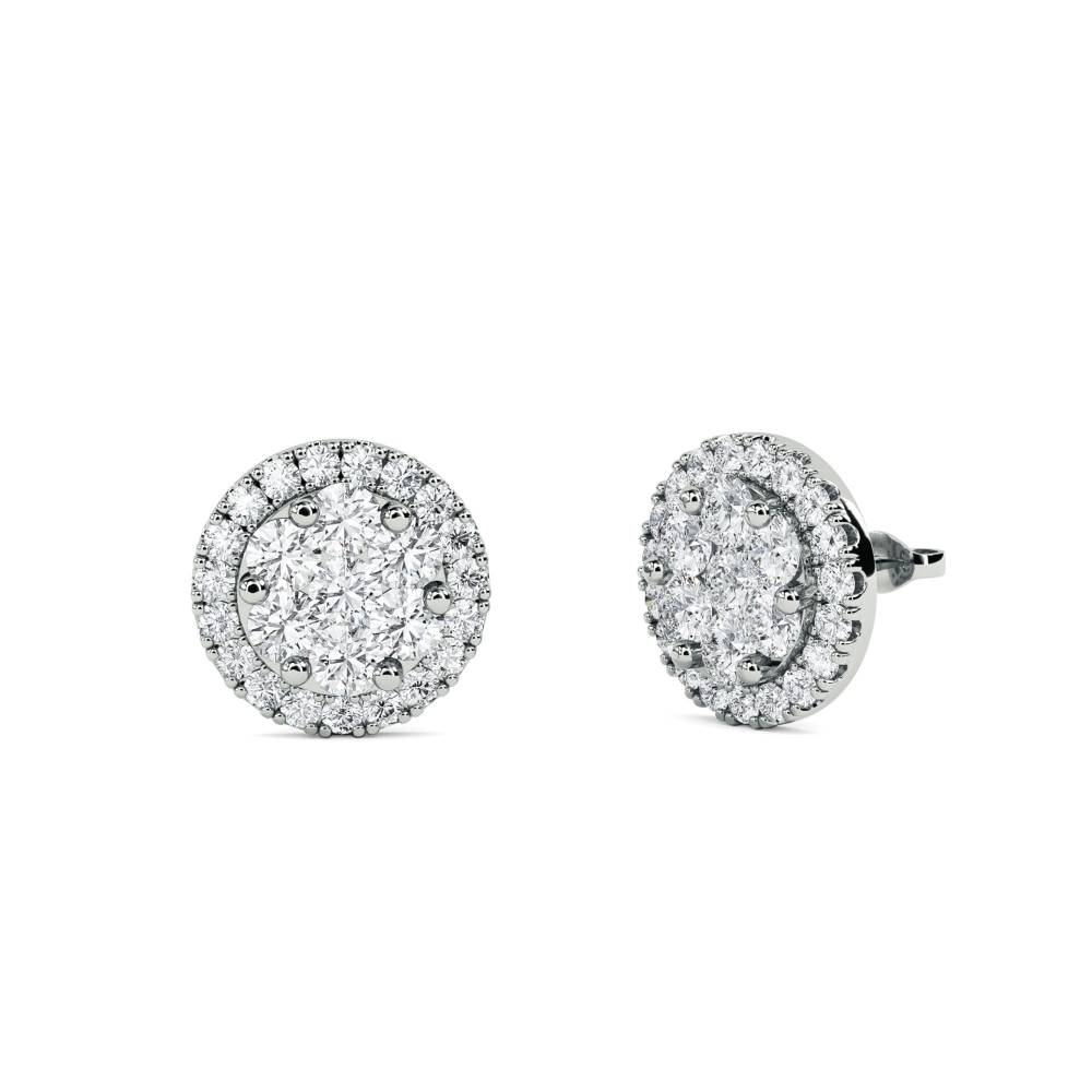 Classic Round Diamond Cluster Earrings W