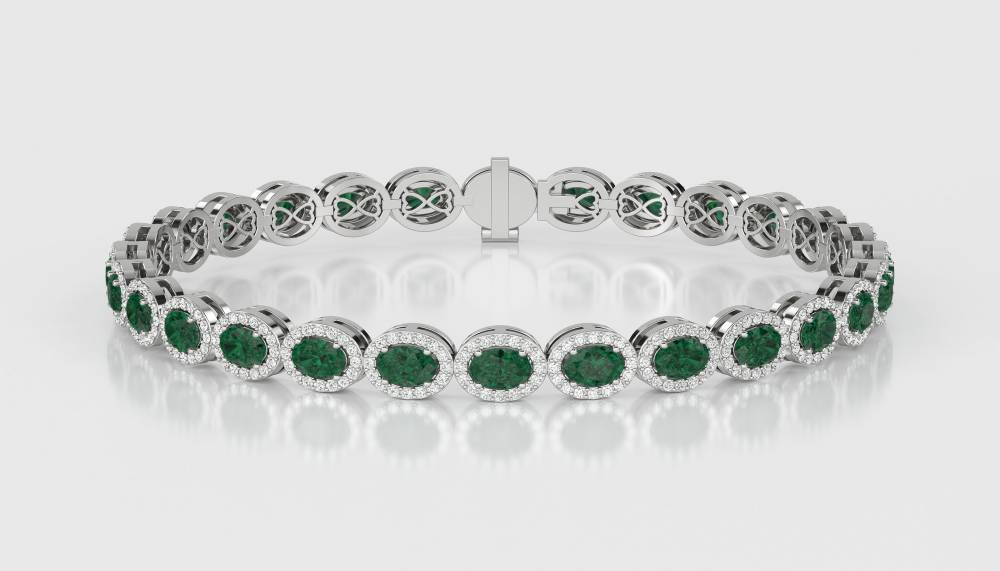 12.30ct Elegant Diamond & Emerald Tennis Bracelet W