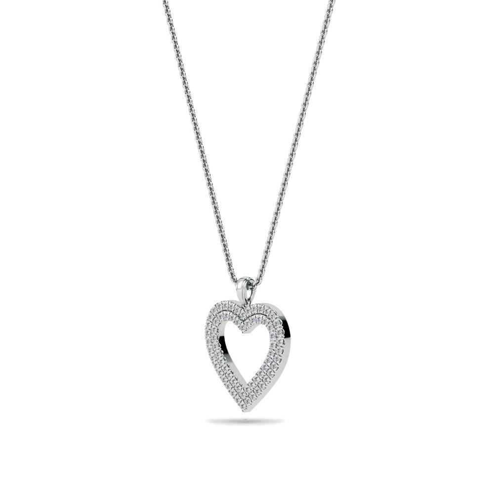 Classic Round Diamond Heart Pendant W