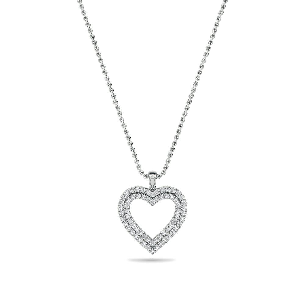 Classic Round Diamond Heart Pendant W