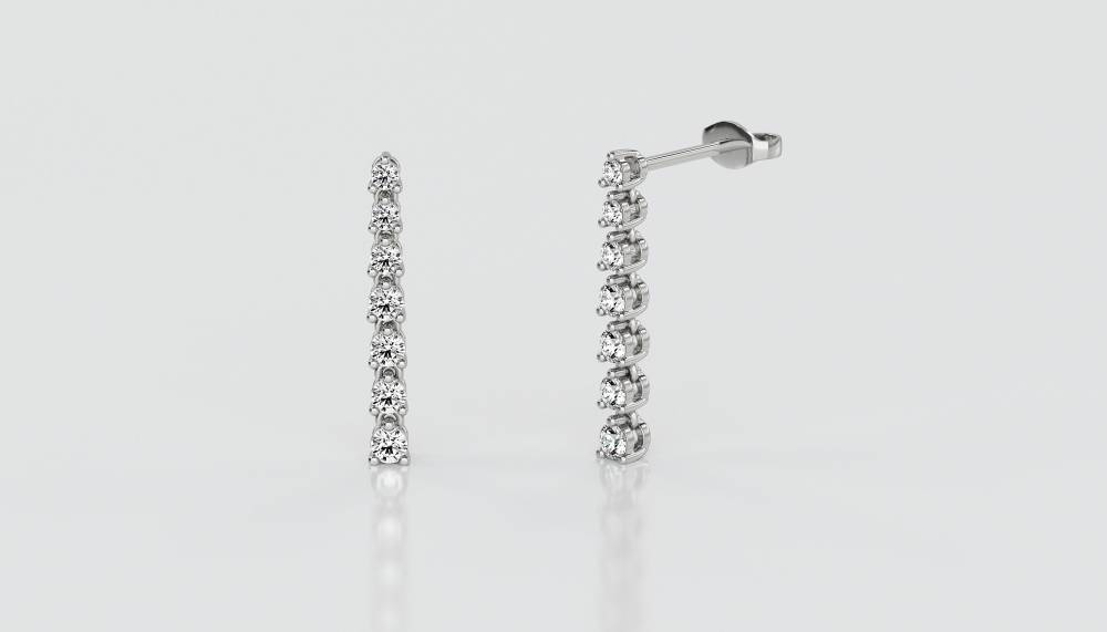 Modern Round Diamond Drop Earrings W