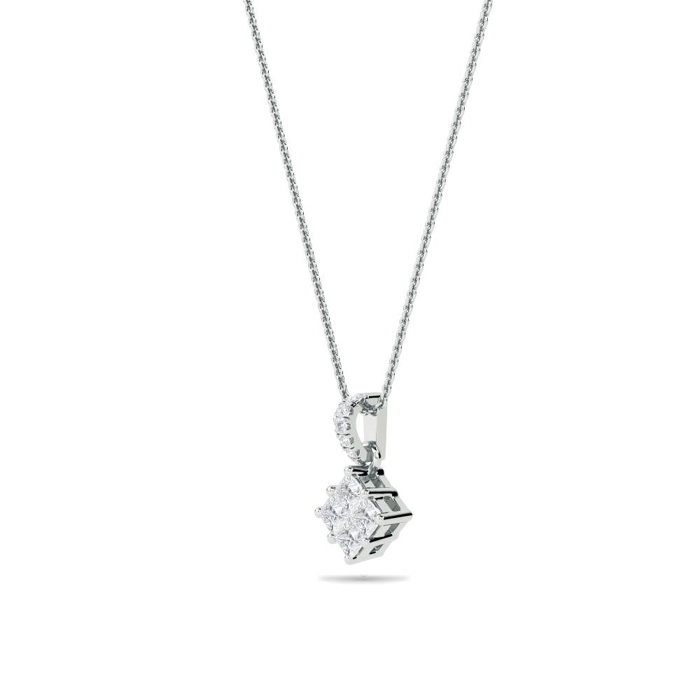 Cluster Princess & Round Diamond Designer Pendant W