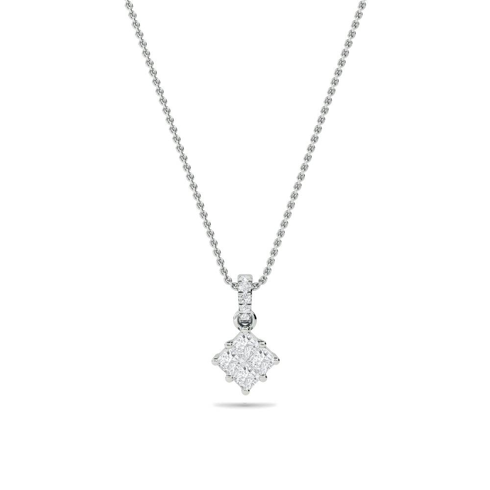 Cluster Princess & Round Diamond Designer Pendant W