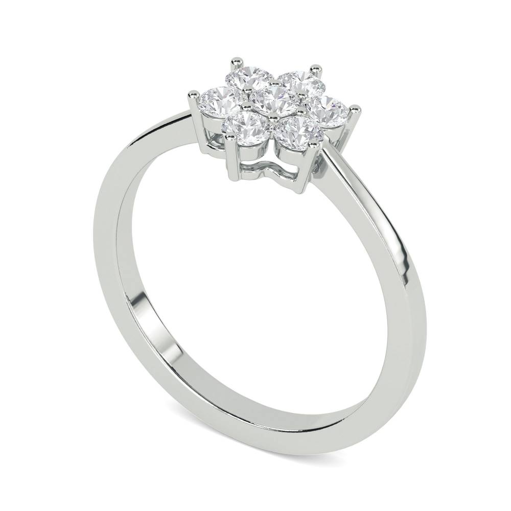 0.50ct Modern Flower Round Diamond Cluster Ring W