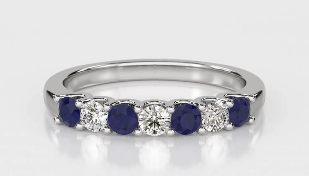 0.50ct Blue Sapphire & Diamond Eternity Ring W