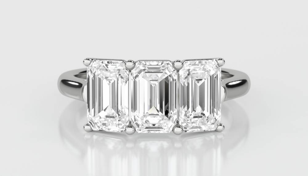 Classic Emerald Diamond Trilogy Ring Image