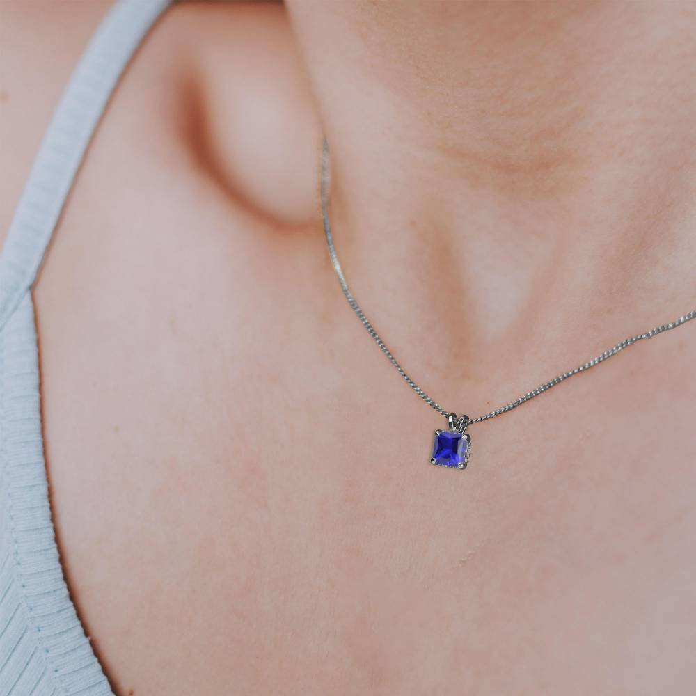 Asscher Blue Sapphire Diamond Pendant Image