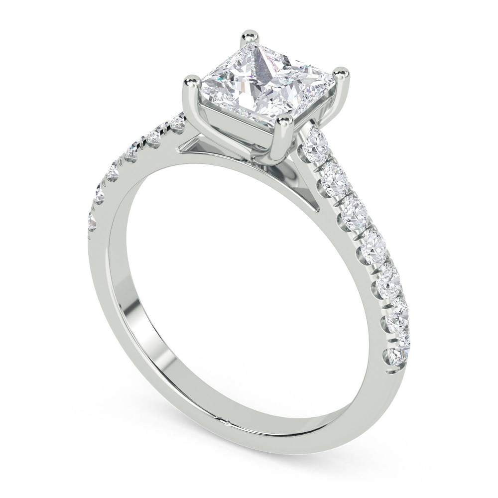 Princess Diamond Shoulder Set Ring W