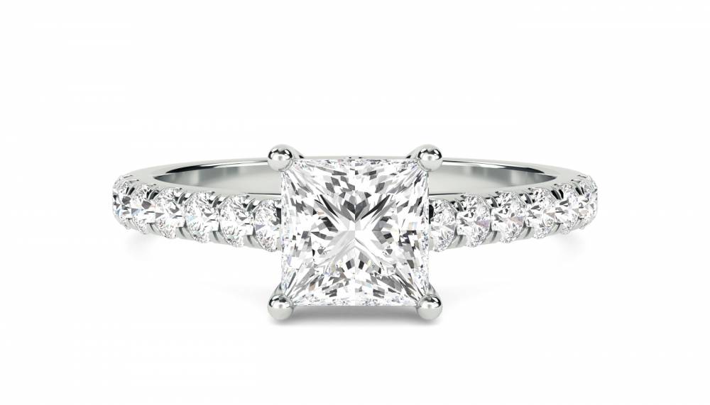 Princess Diamond Shoulder Set Ring W