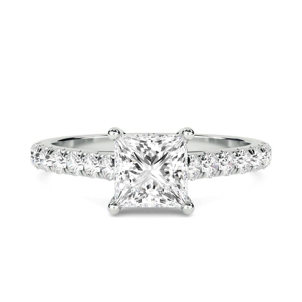 Princess Diamond Shoulder Set Ring W