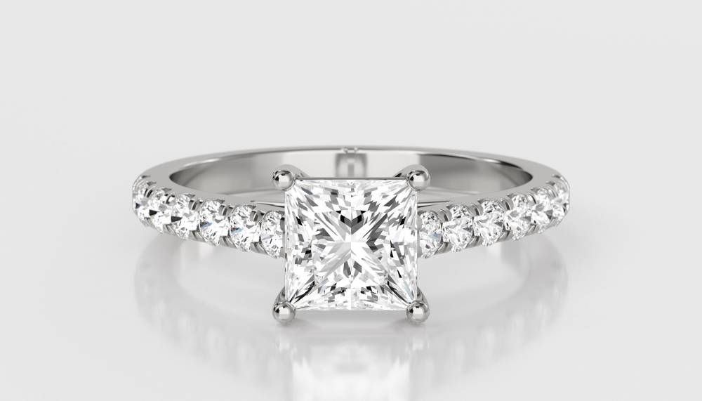 Princess Diamond Shoulder Set Ring W