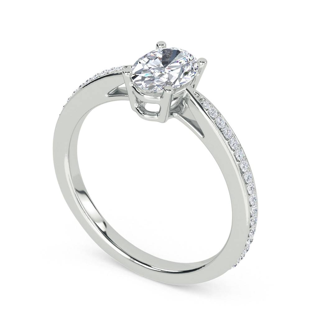 0.50ct Oval Diamond Shoulder Set Ring W