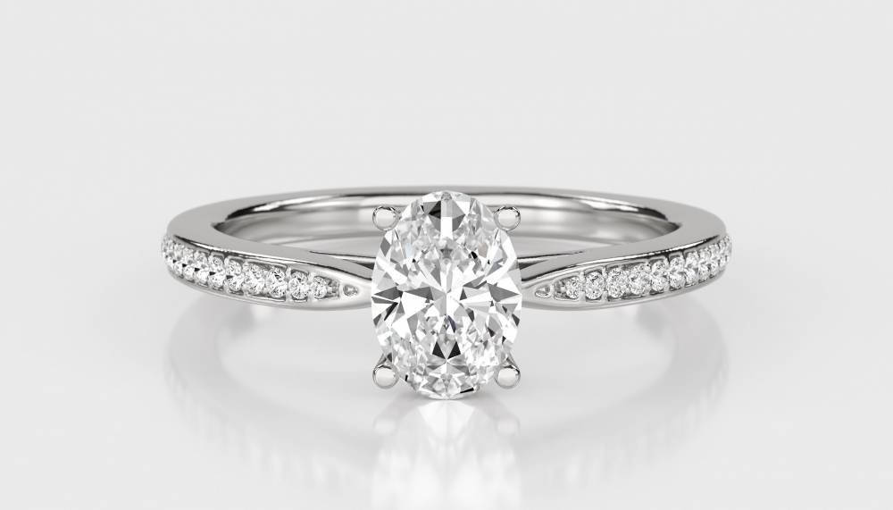 0.50ct Oval Diamond Shoulder Set Ring W