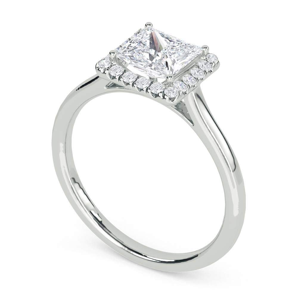 Elegant Princess Diamond Single Halo Ring Image