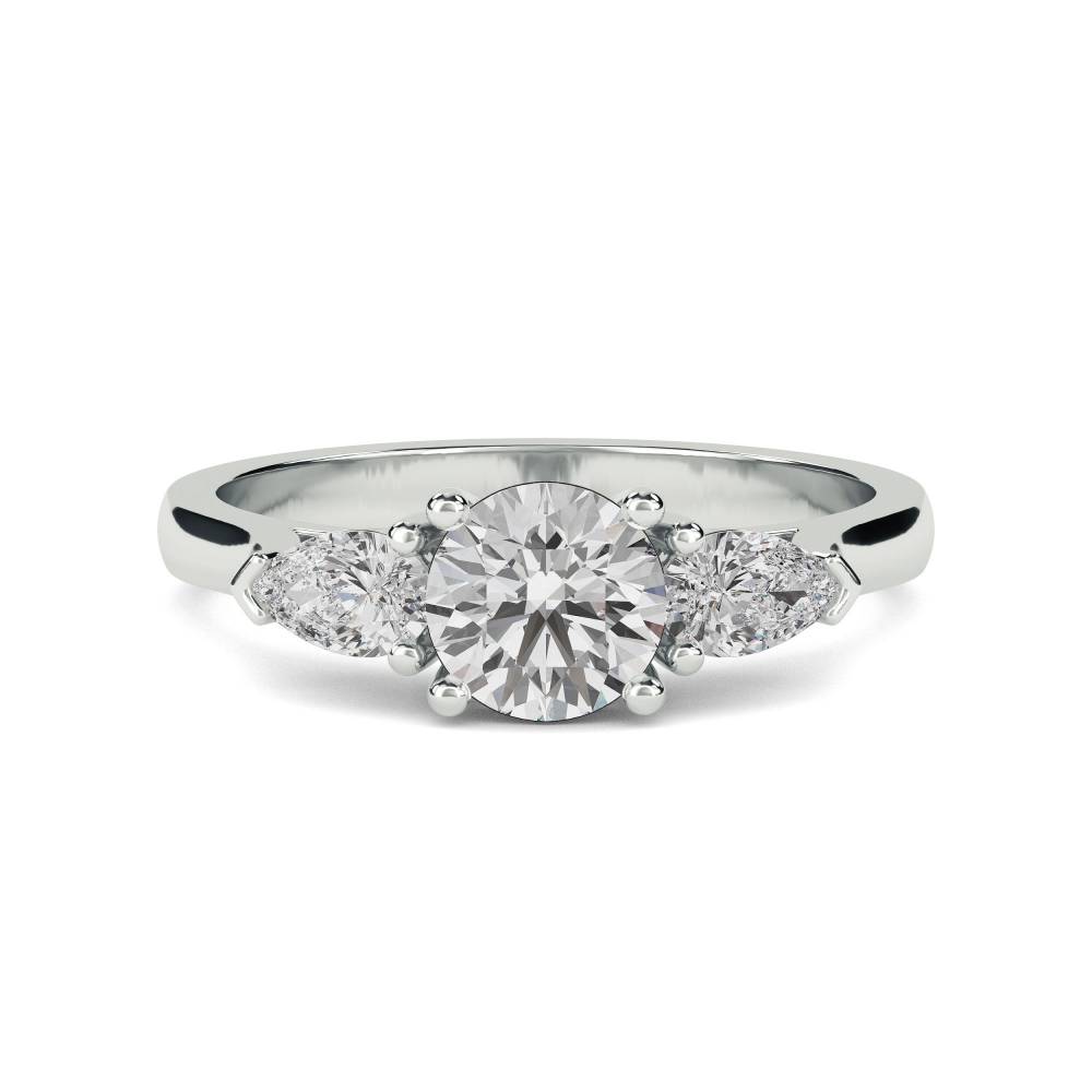 Elegant Round & Pear Diamond Trilogy Ring W