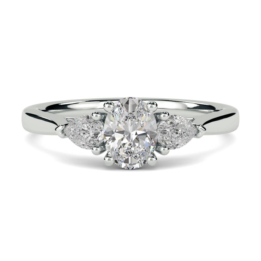 Elegant Oval & Pear Diamond Trilogy Ring W