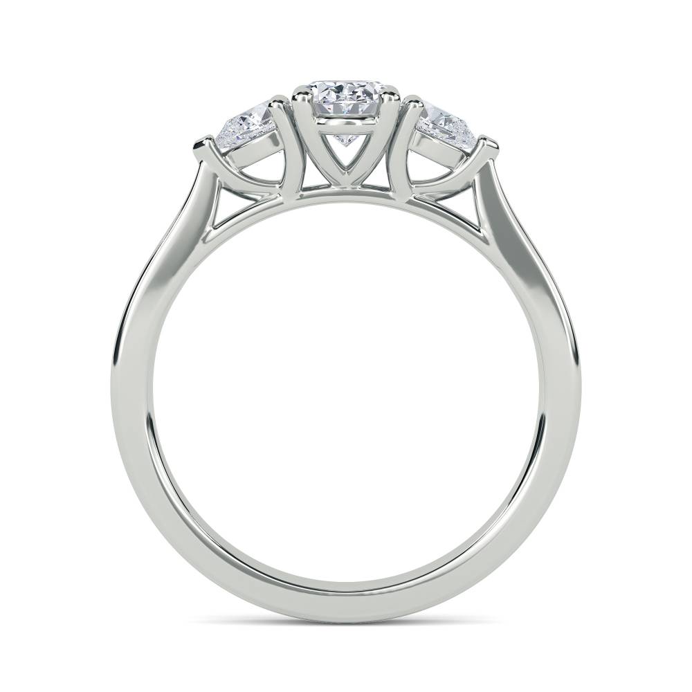 Elegant Oval & Pear Diamond Trilogy Ring W