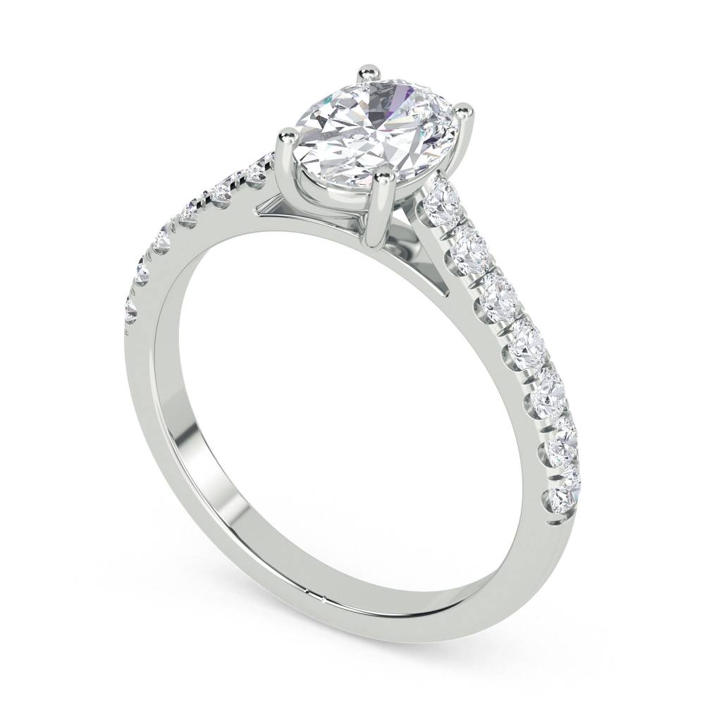 0.50ct Oval Diamond Shoulder Set Ring W