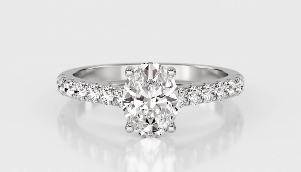 0.50ct Oval Diamond Shoulder Set Ring W