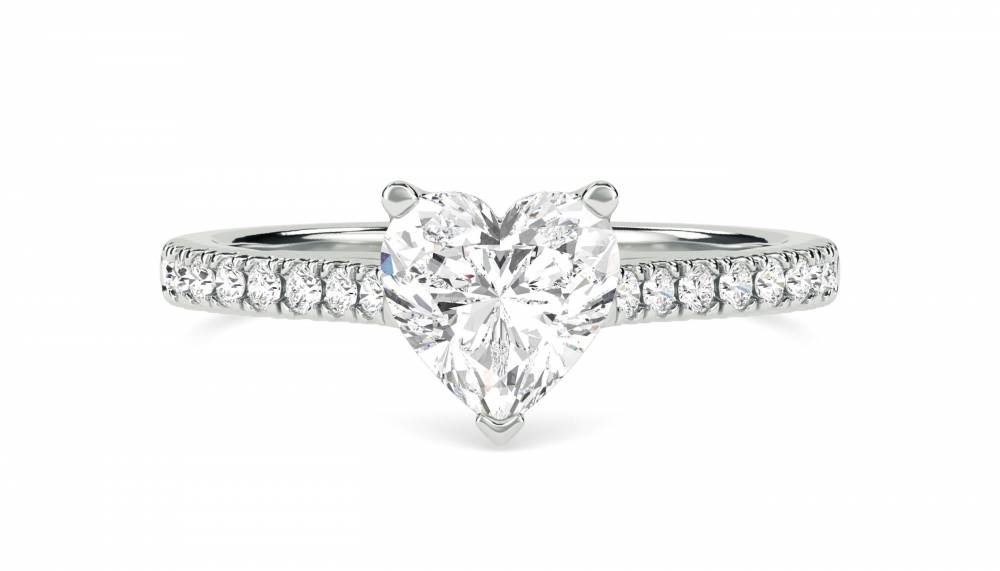 Modern Heart Diamond Shoulder Set Ring W