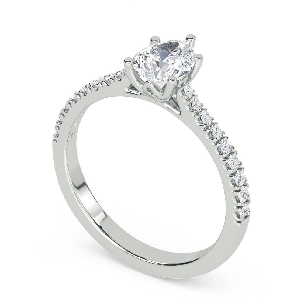 0.50ct Pear Diamond Shoulder Set Ring W