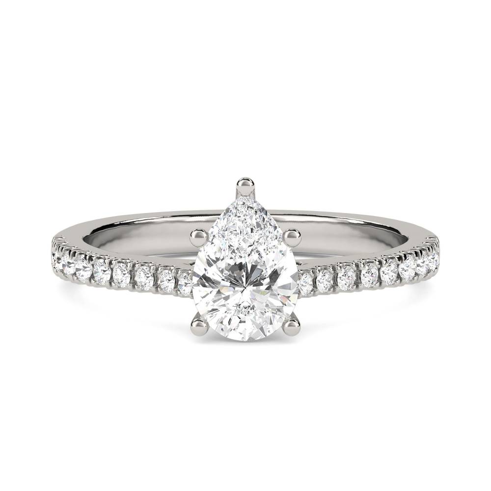 0.50ct Pear Diamond Shoulder Set Ring W