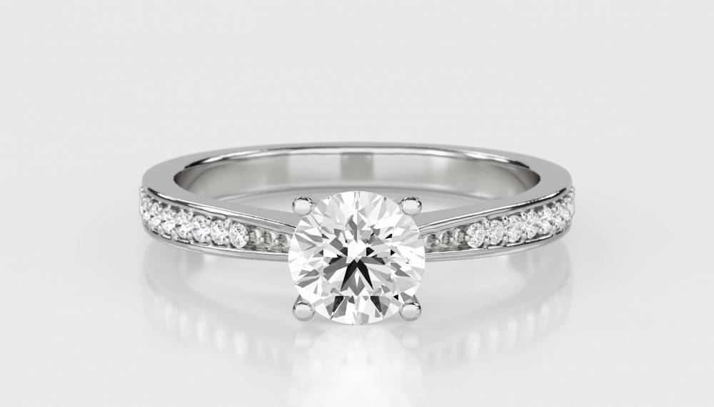 Round Shoulder Set Diamond Engagement Ring W