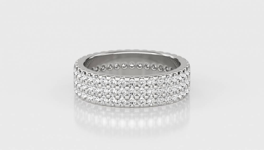 Three Row Round Diamond Full Eternity Ring W