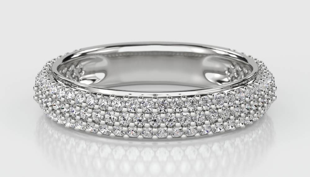 Round Diamond Three Row Eternity Ring W