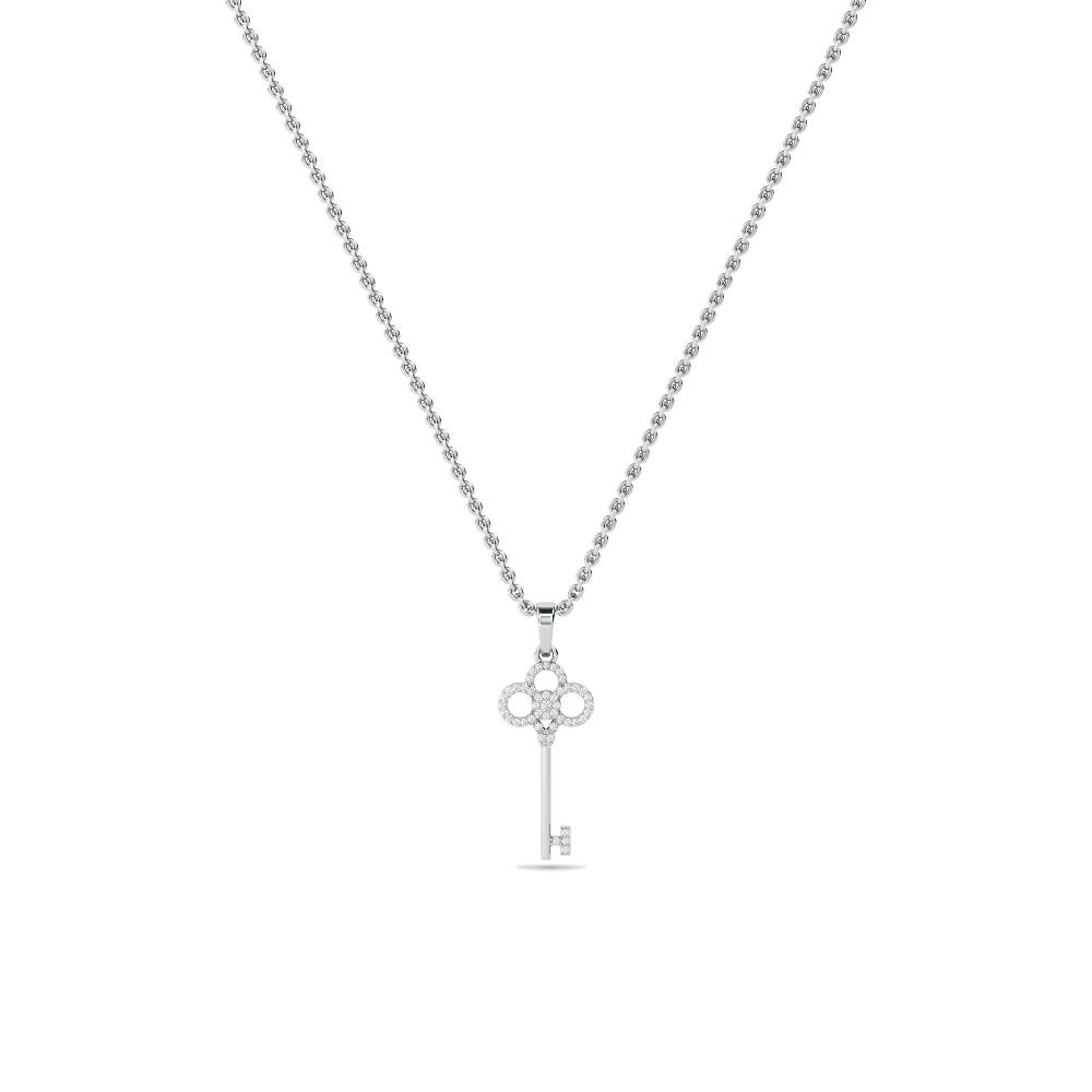 Pave Set Key Diamond Pendant W