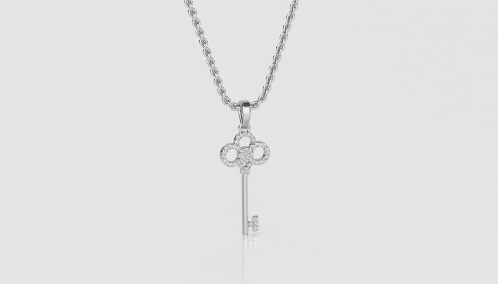 Pave Set Key Diamond Pendant W