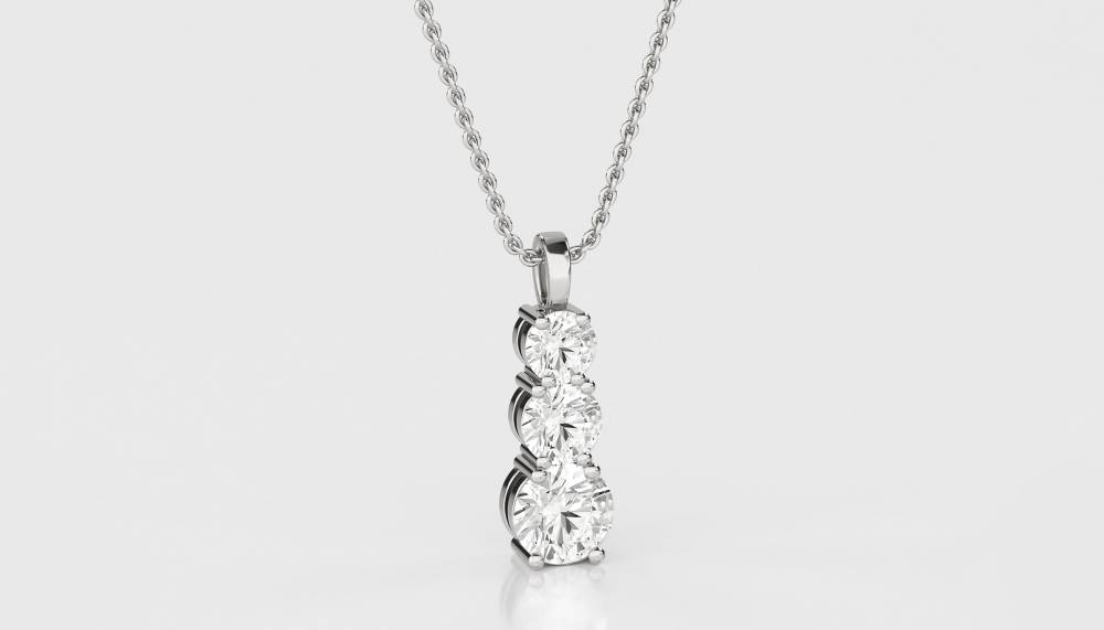 Traditional Round Trilogy Diamond Pendant W