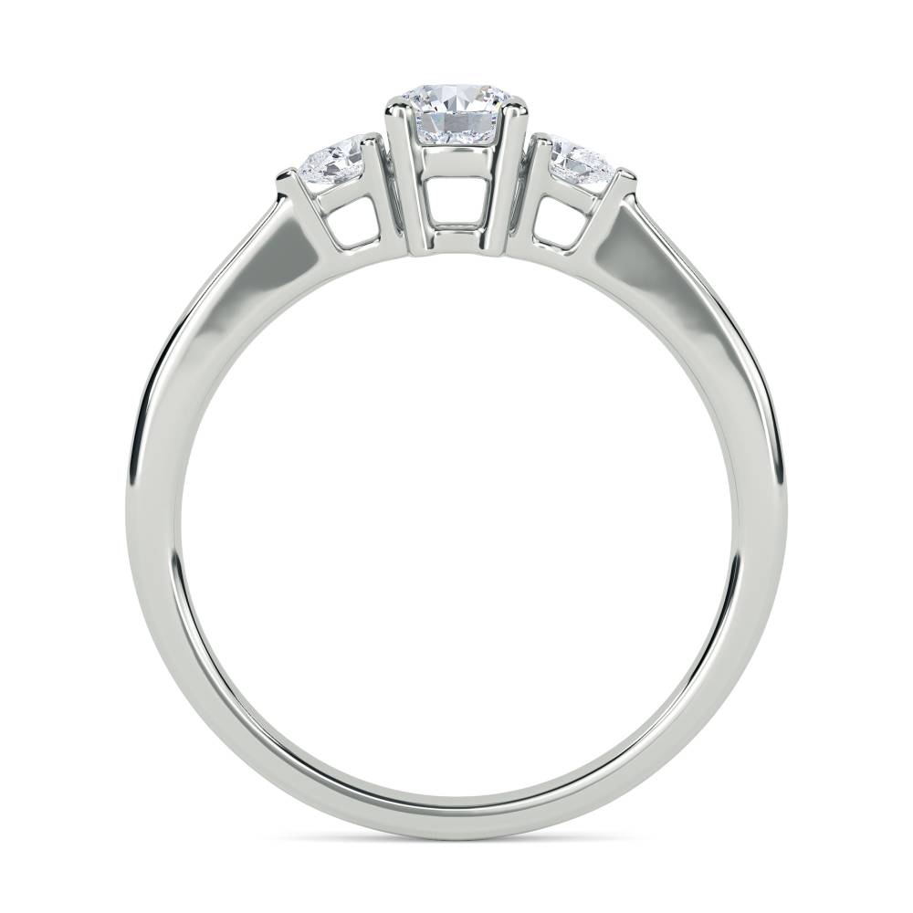 Elegant Round & Pear Diamond Trilogy Ring W